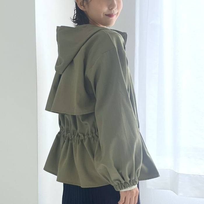 ブルゾン レディース アウター 裾フレア フード付き ジップブルゾン