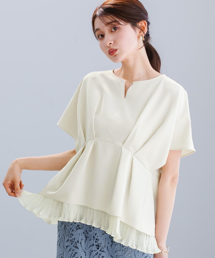 SALE 20％OFF】【 多機能すぎるブラウス 】ダブルピケ・裾シフォン