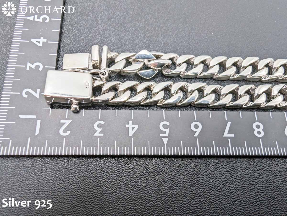 45cm 幅8mm シルバー925 ネックレス マイアミキューバン チェーン 喜平
