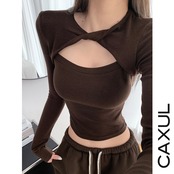 ツイストホール カジュアルトップス/9color