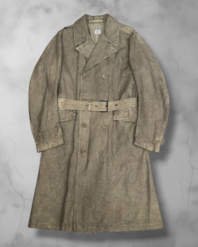 C.P. COMPANY 04AW Garment Dyed Double Breasted Trench Coat / Cotton Hemp Size:44