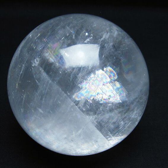 カルサイト 丸玉 虹入り 80mm ホワイトカルサイト スフィア 一点物 151-6270