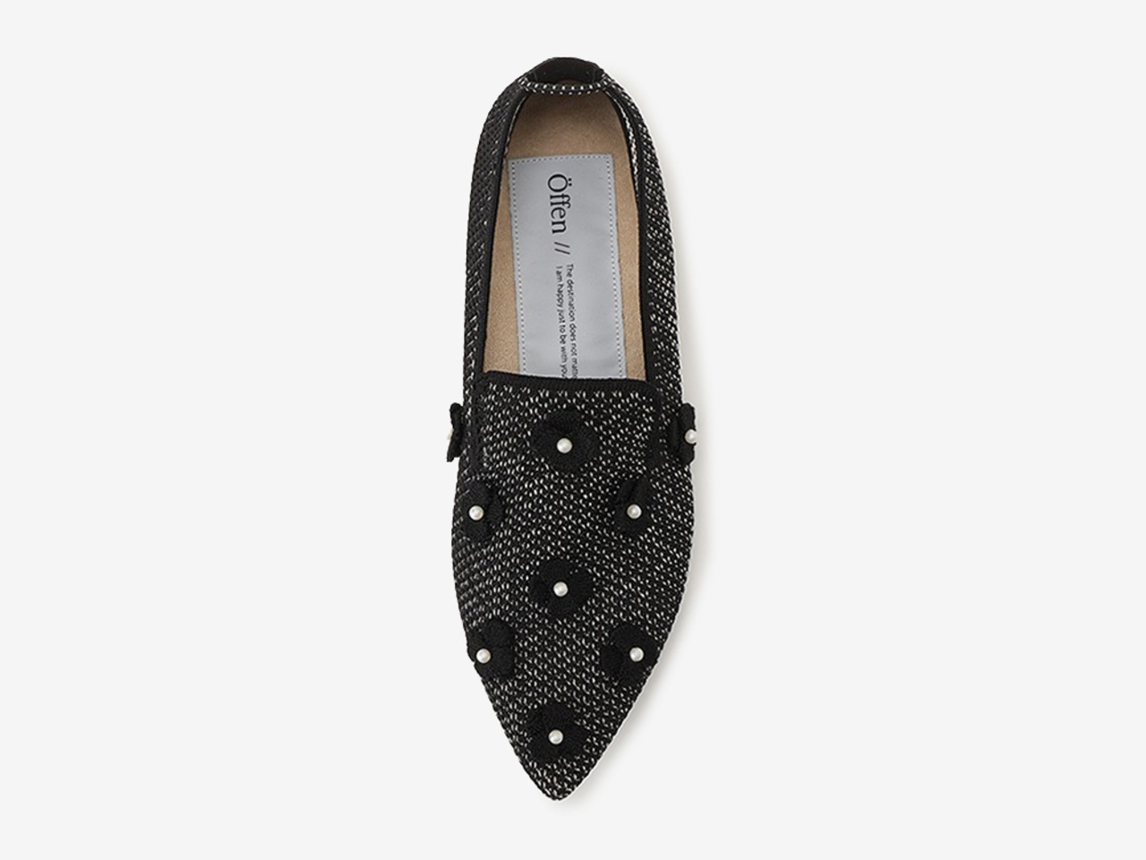 pointed-PEARL FLOWER / BLACK & BEIGE