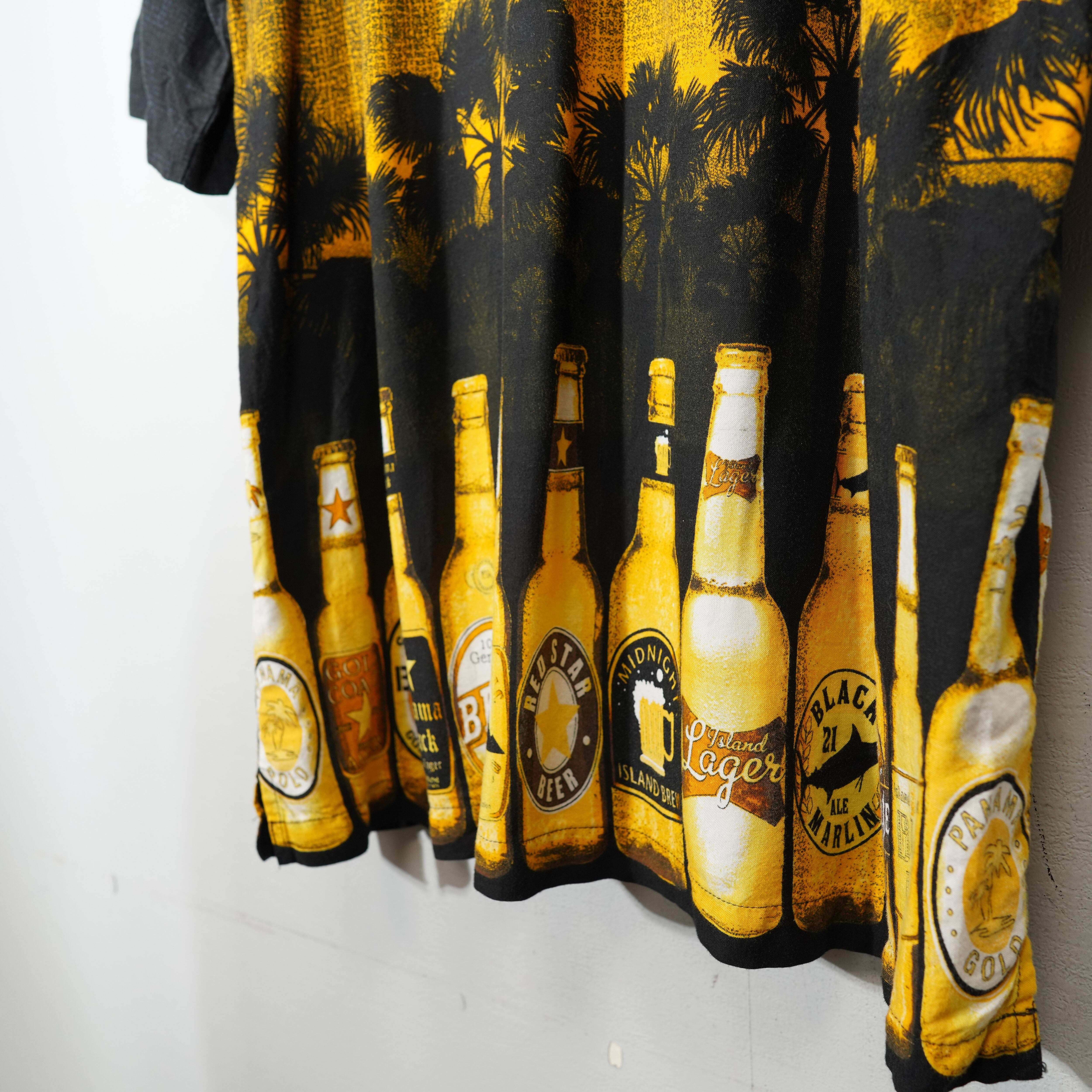 USA VINTAGE GEORGE BEER BOTTLE PRINT DESIGN ALOHA SHIRT/アメリカ