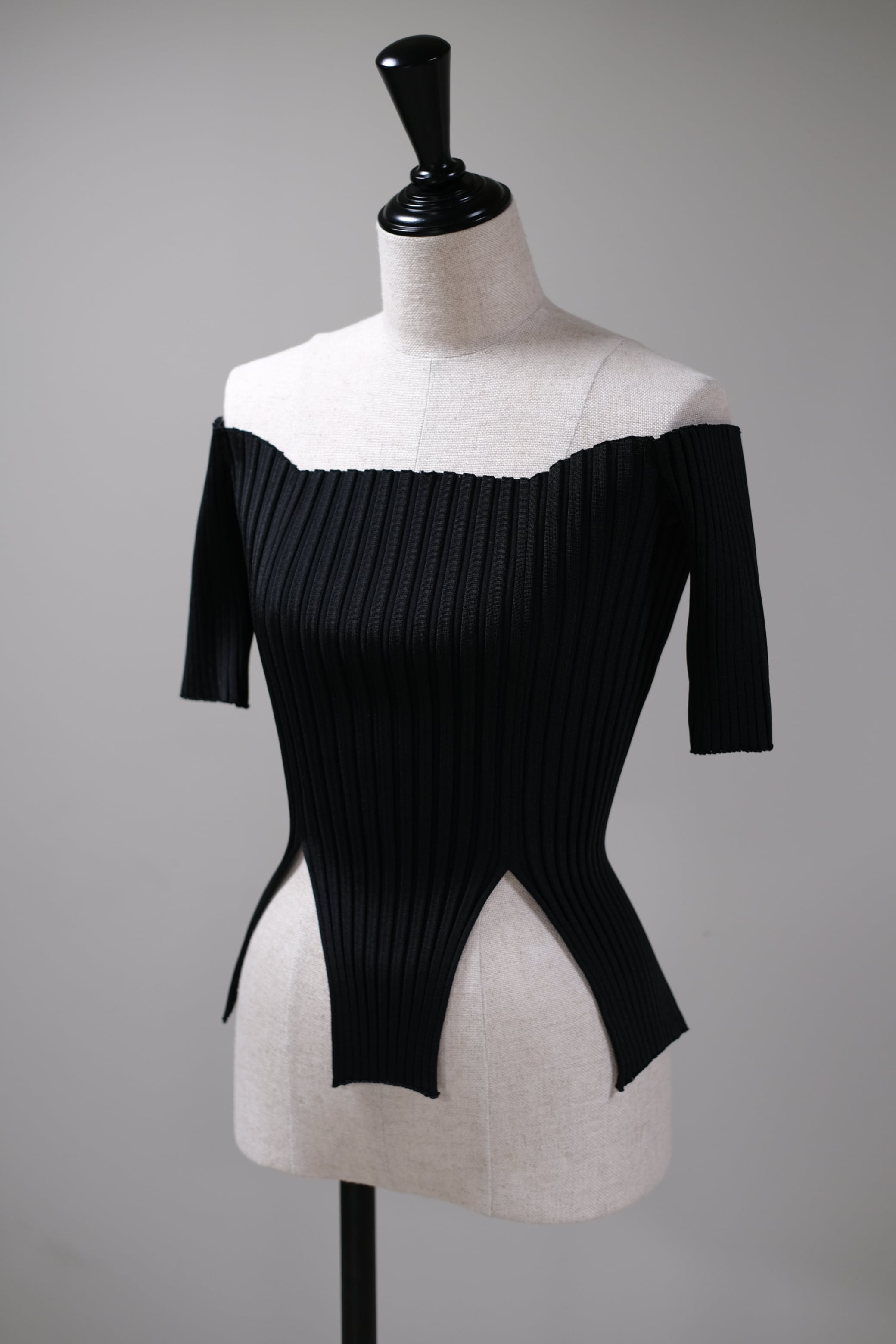 FETICO】rib knit slit top | loop
