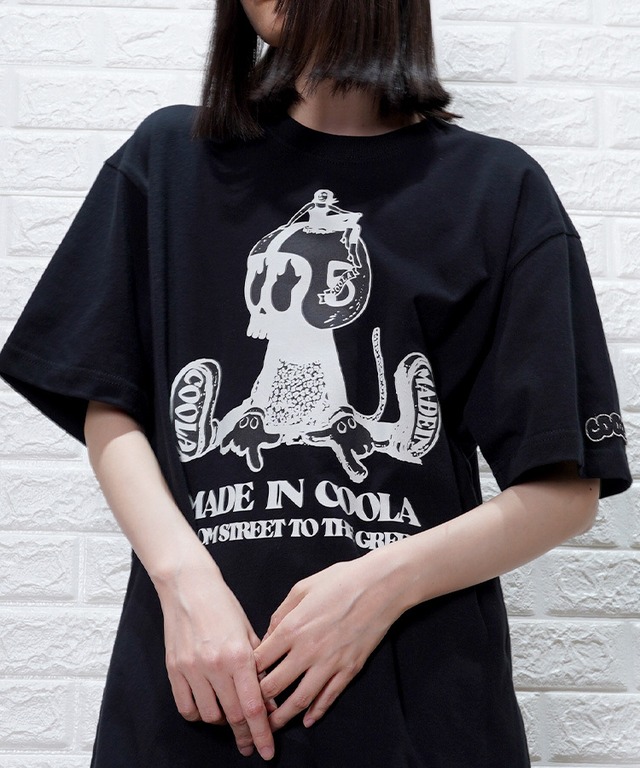 COOLAキャラクタープリントルーズTシャツ (BLACK)　CQ-44105