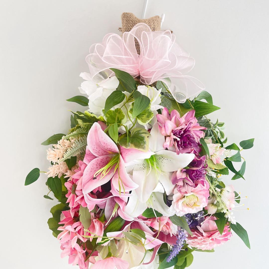 春色ラグジュアリースワッグ／百合の咲き誇る春リース 光触媒フラワー