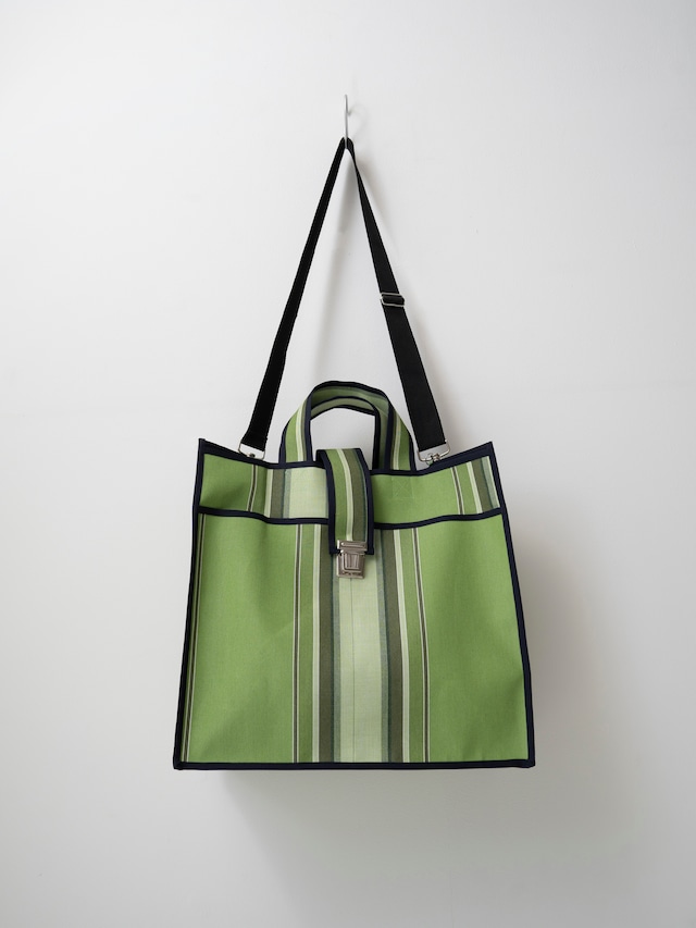 CAMIEL FORTGENS　SHOPPER M　AWNING FABRIC GREEN STRIPE　CF.17.11.02.02