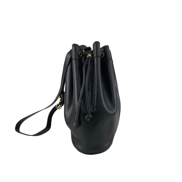 Yves Saint Laurent イヴ・サンローラン ショルダーバッグ ブラック YSL ステッチ レザー 巾着 vintage ヴィンテージ オールド upwttg