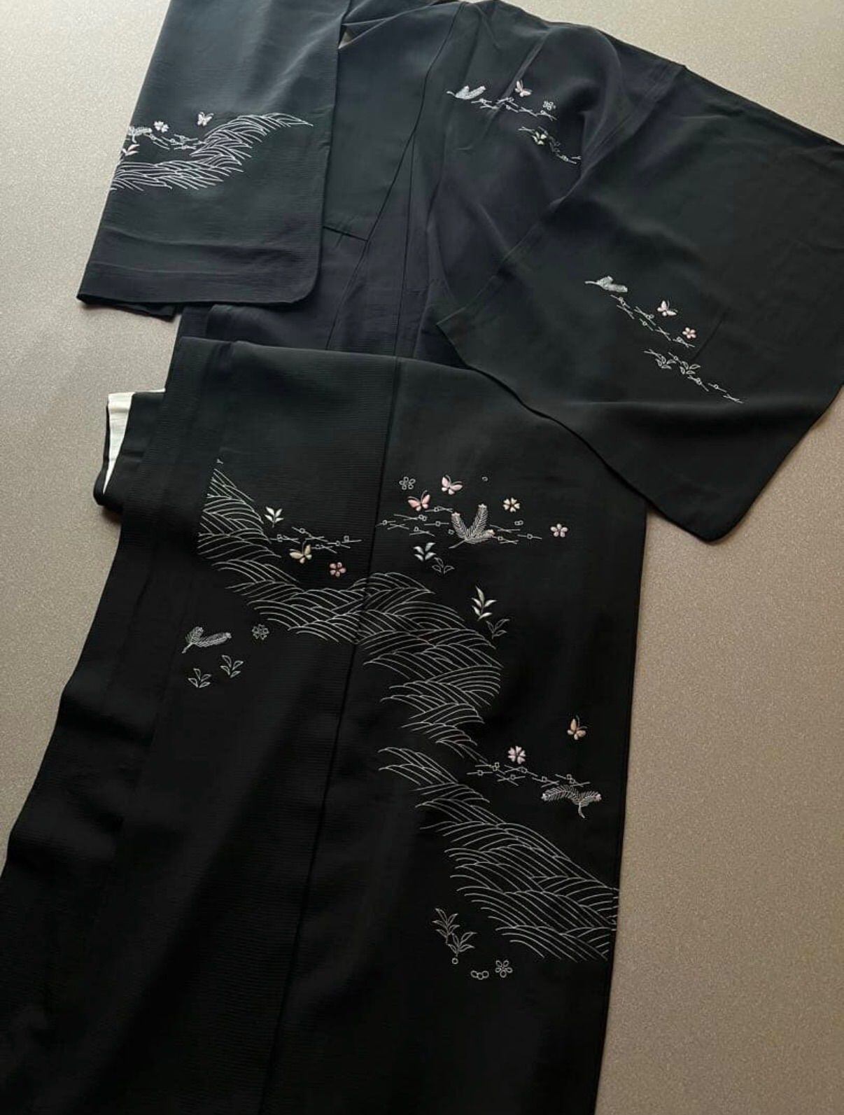 夏着物 絽 付下げ 黒地 刺繍 夏物 | ゆきもの屋