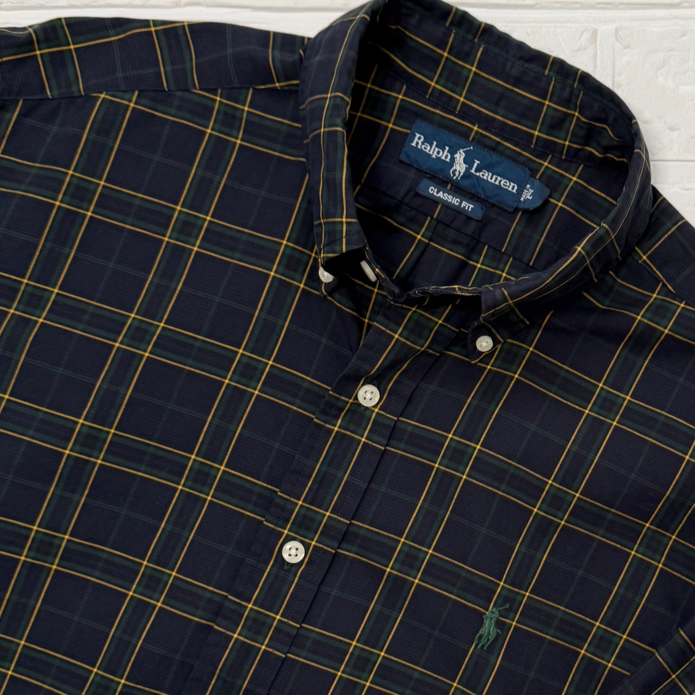 Ralph Lauren 90s タータンチェック ボタンダウンシャツ ネイビー