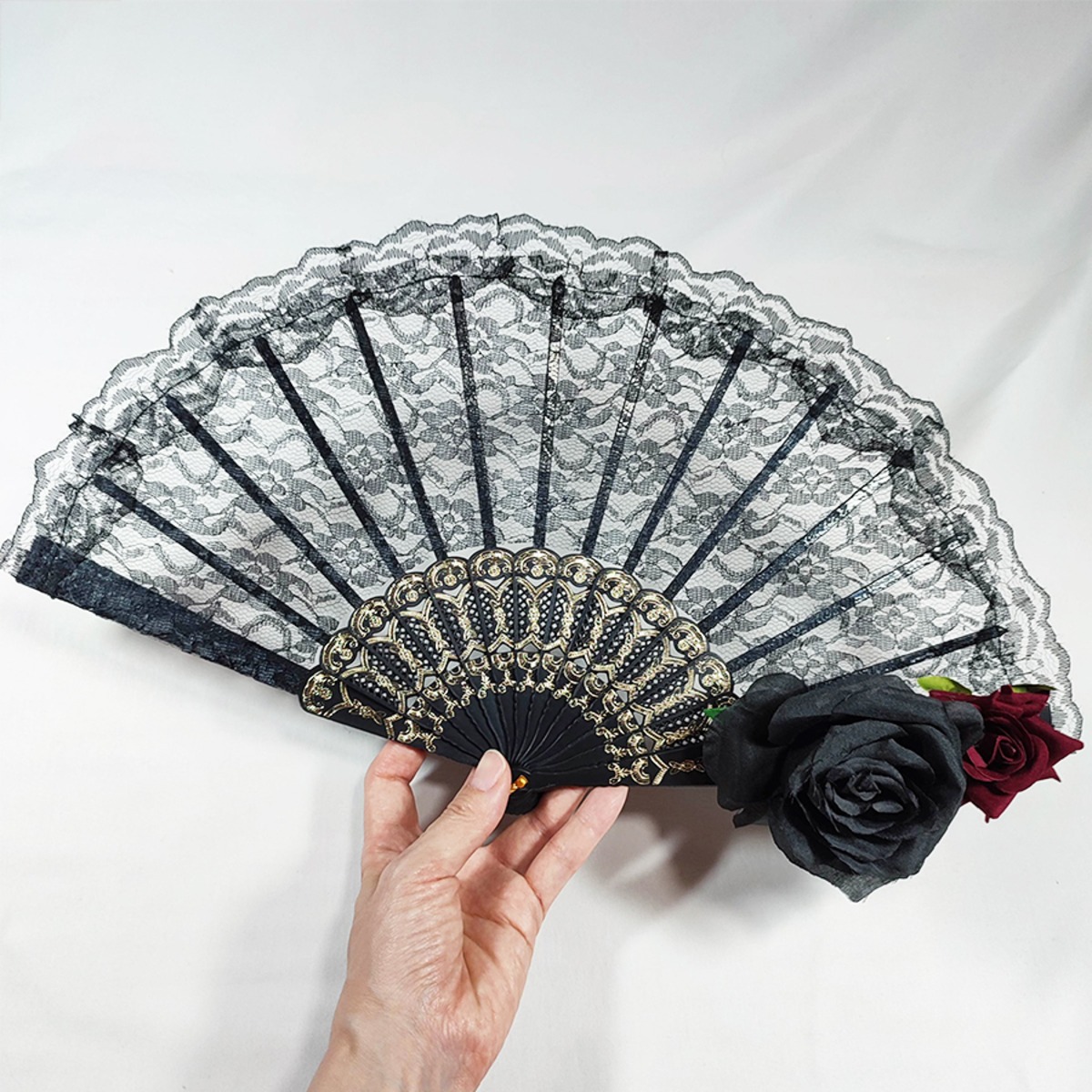 ◇薔薇のデコ扇子③ | KAORI apparel 