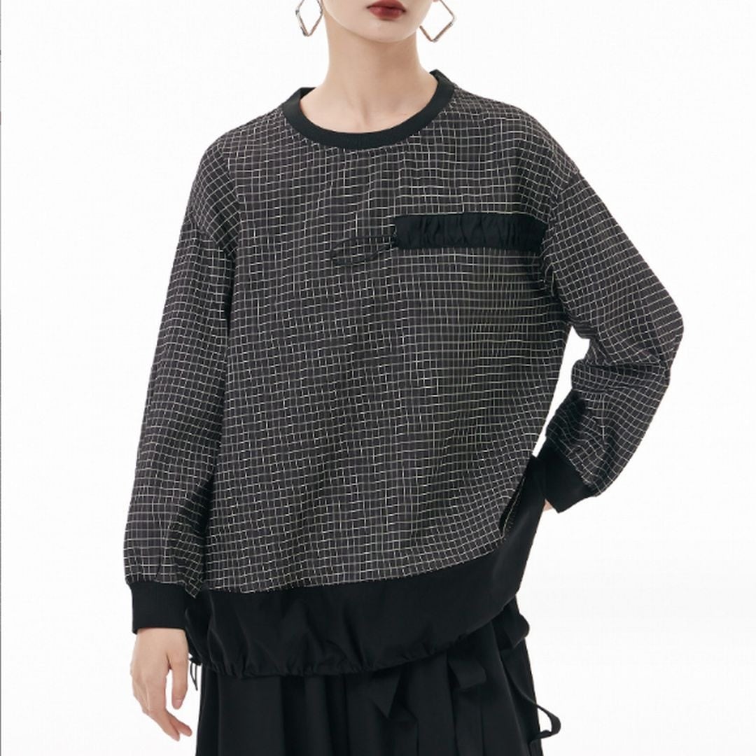 チェック柄カラーマッチングルーズプルオーバー PU0224