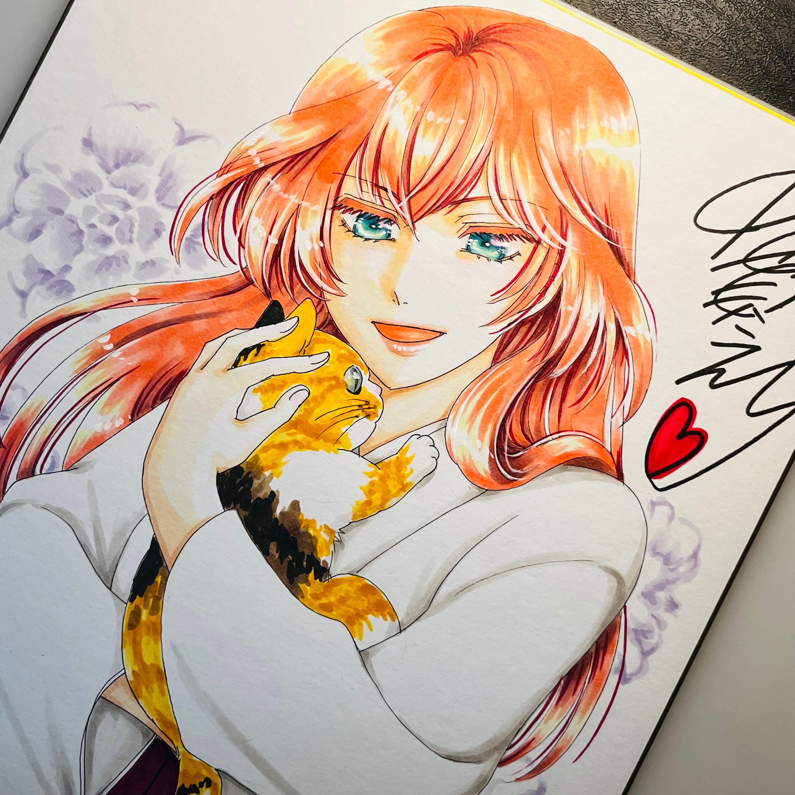 直筆イラスト色紙 葵（三毛猫） | 中貫えりSHOP