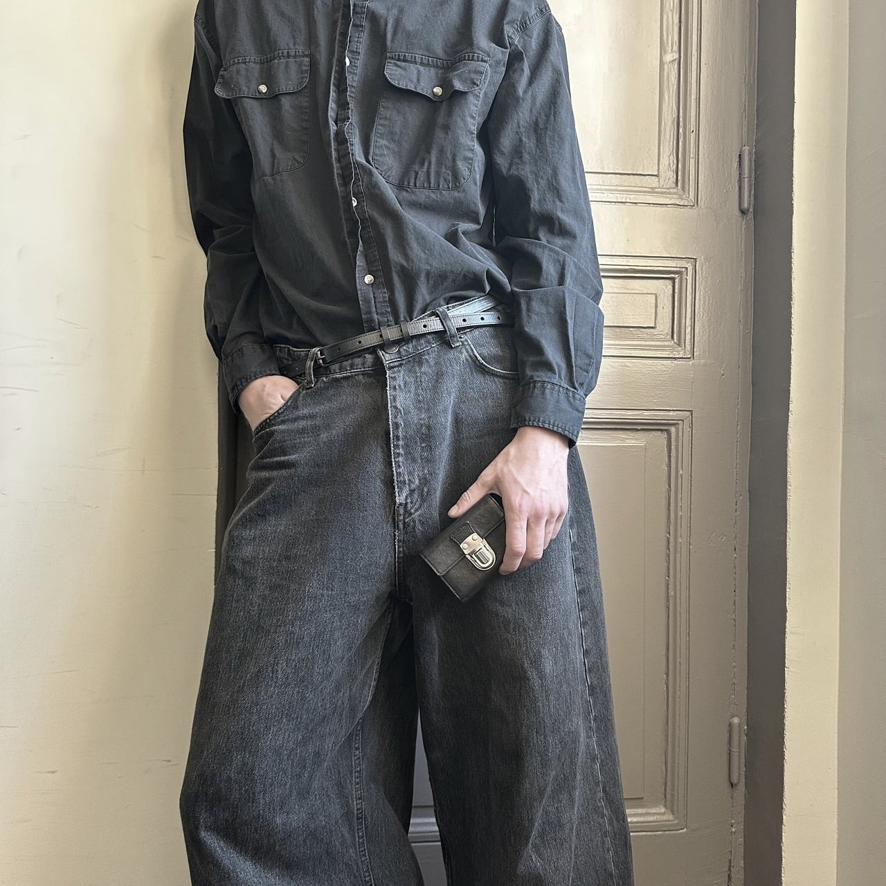 174AWA10 Leather trifold wallet 'cartable' 三つ折りウォレット