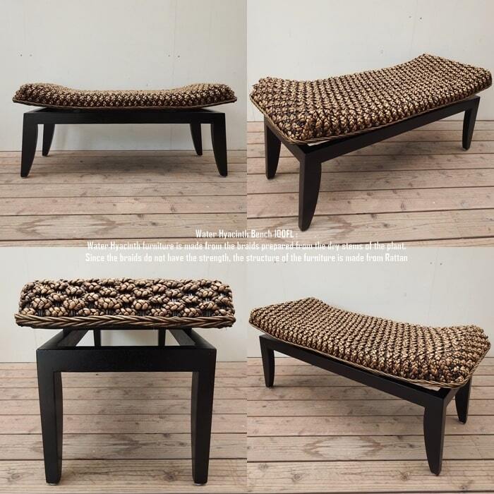 ウォーターヒヤシンス ベンチ 100cm FL DB アジアン家具 アジアン