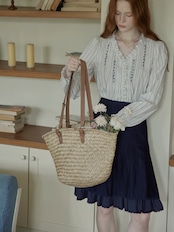 Poésie Bleue Embroidered Ruffle Blouse F0785