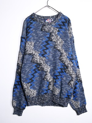 "ギザギザ" multi art pattern good coloring sweater