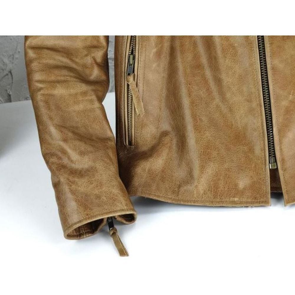 カウレザーキャメルシングルライダースジャケット | Buona Vita