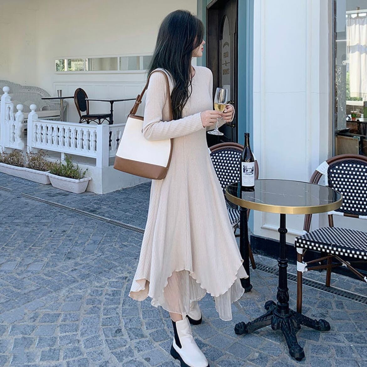 random hem flare dress