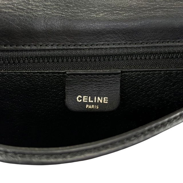 CELINE セリーヌ ショルダーバッグ ブラック ブラウン フロントバックル レザー バイカラー vintage ヴィンテージ オールド  8seizv