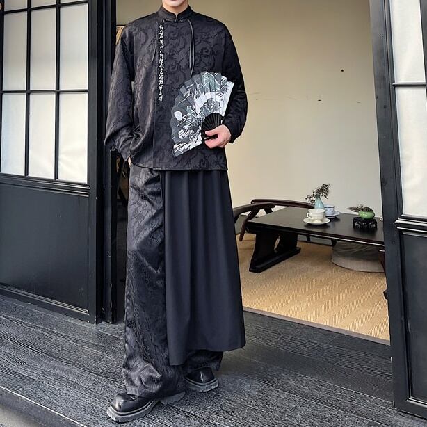 アシンメトリーレイヤードパンツ 1color MPA0218