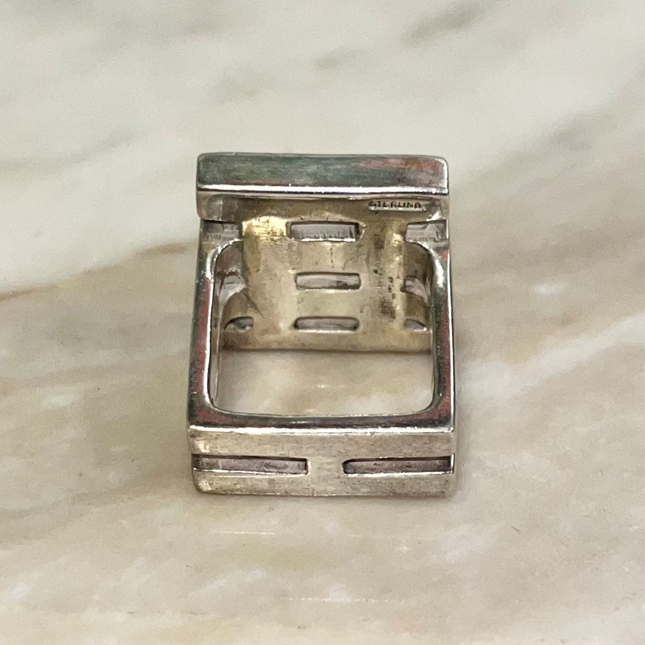 vintage heavy gauge cube grid ring