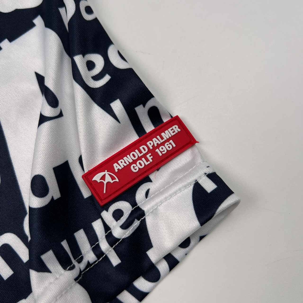 arnold palmer GOLF アーノルドパーマー ゴルフ 総柄 ハイネック ドライ 半袖Tシャツ カットソー サイズ L /ネイビー×ホワイト/メンズ