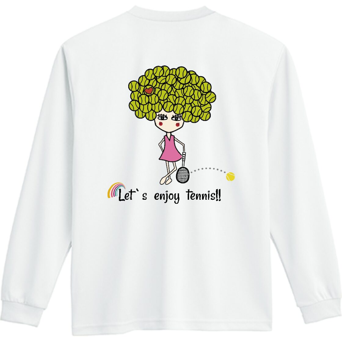 テニスボールアフロちゃんロングドライTシャツ ホワイト | PAY ID