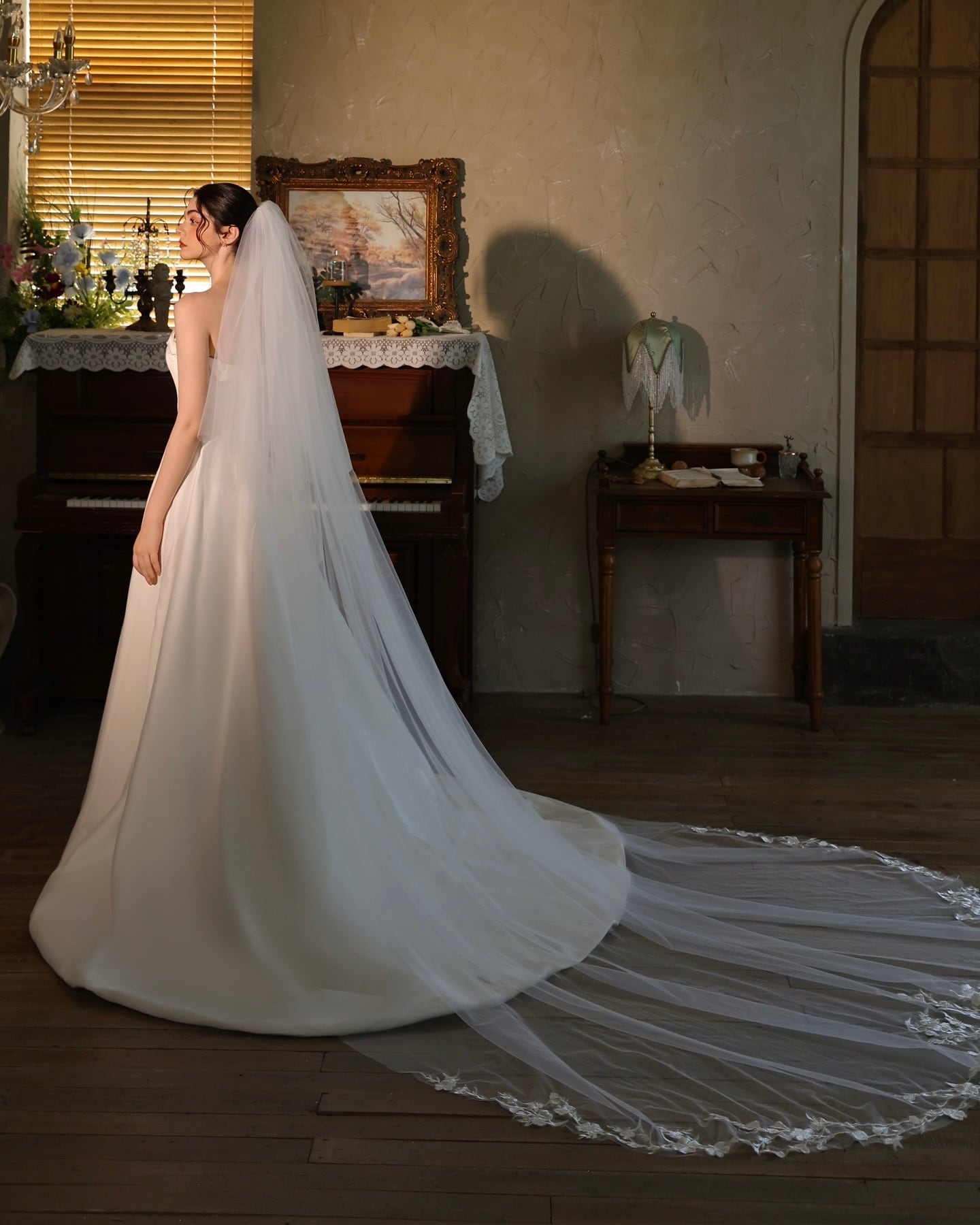 フロントシンプル・バックレース ロングベール【VL2511-07】