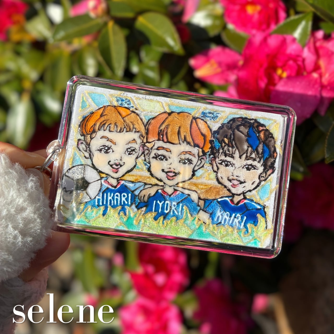 CARDサイズ 似顔絵オーダー 透明のステンドグラス風アート | selene