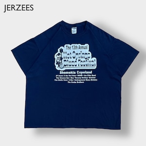 【JERZEES】2X ビッグサイズ 音楽フェス Tシャツ バックプリント ロゴ Blues Festival ブルース 半袖 MEXICO製 US古着