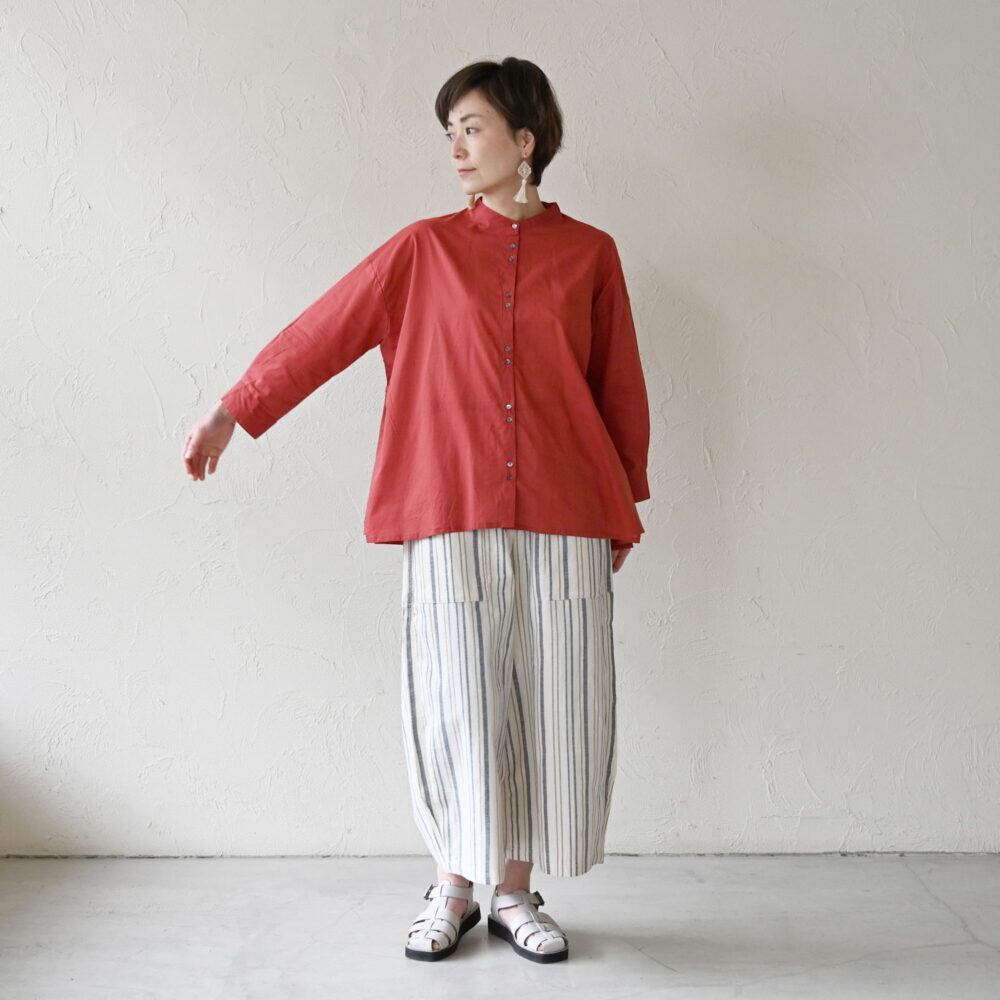 【シサム工房】ダブルボタンシャツ(ダークレッド)