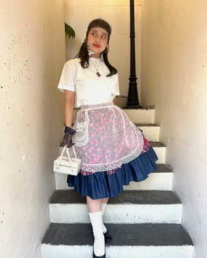 50's 60's white lace nylon apron