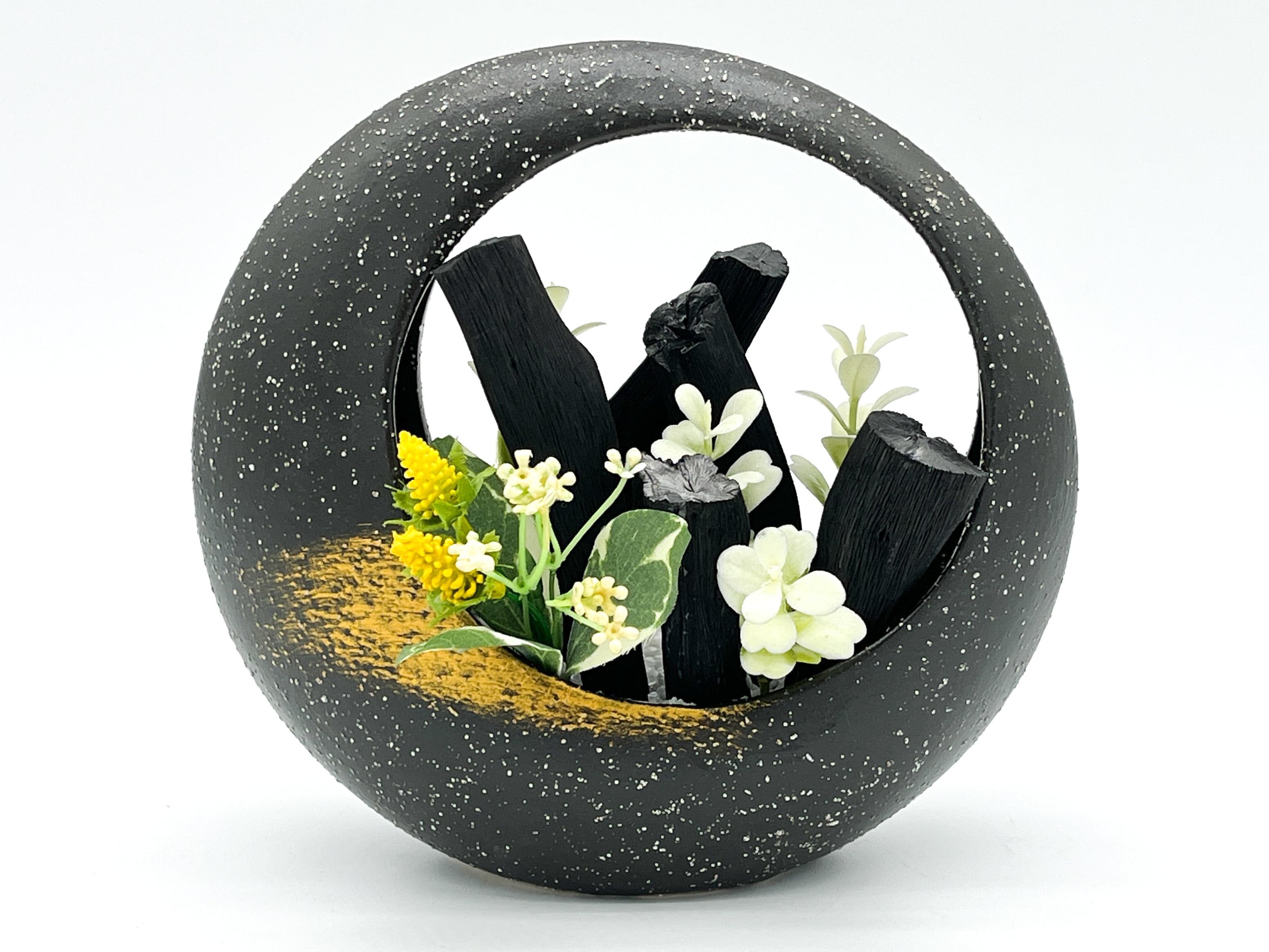 玄関・部屋の飾り＆消臭インテリア 焼き物器 備長炭