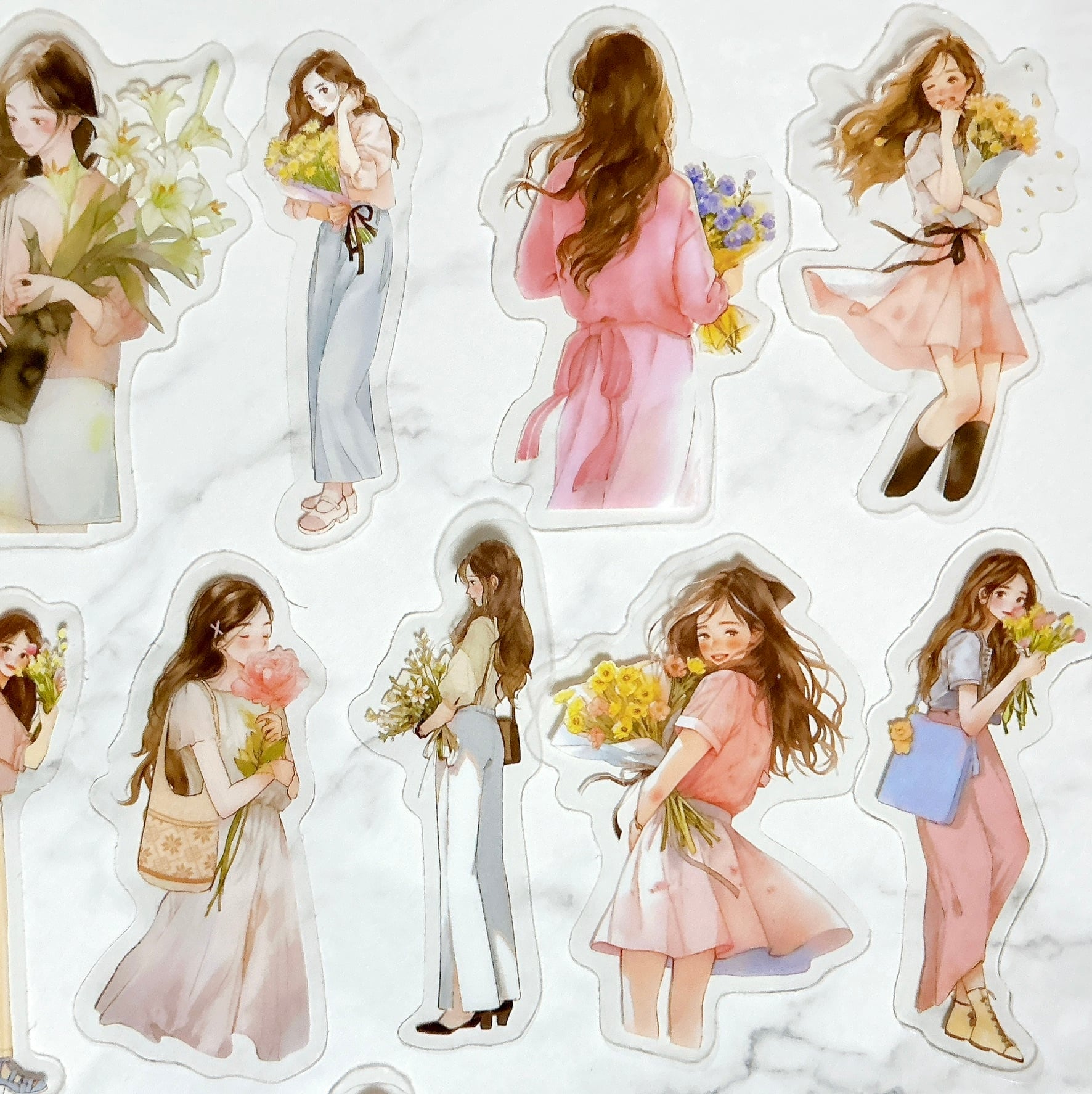 女の子シール】MORNING ROSES ピンク系 フレークシール 海外ステッカー