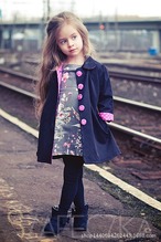 【即納】ネイビー &ドット 薄手コート 90-130cm