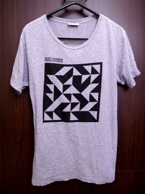美品◆SAINT LAURENT PARIS サンローランパリ グラフィックデザイン Tシャツ 半袖カットソー 灰S◆着回しにも便利！シンプルな定番モデル♪