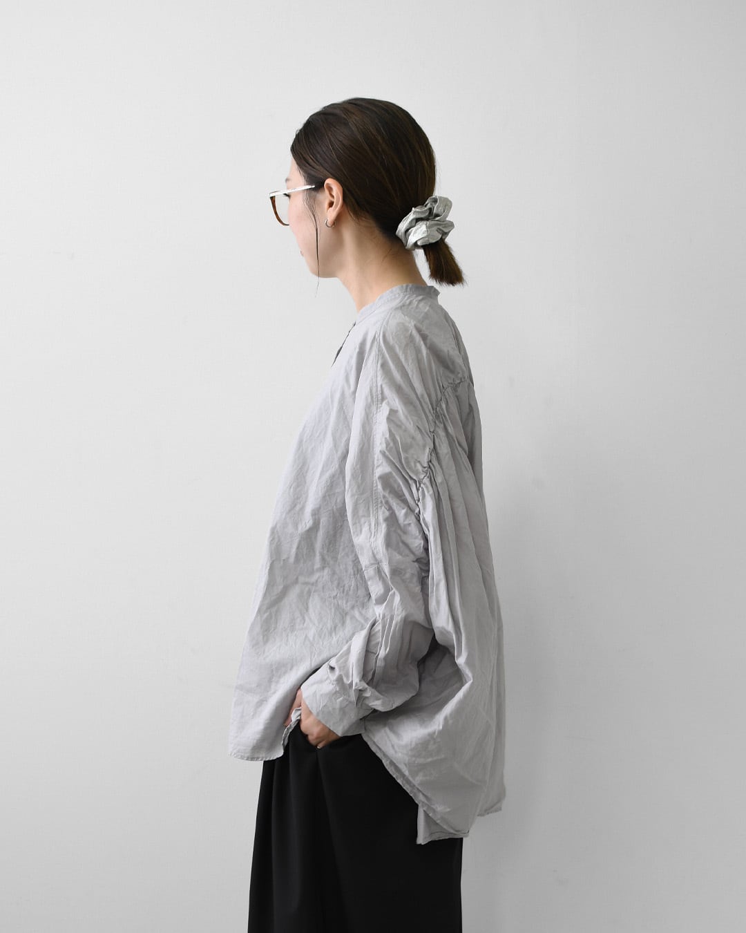 mizuiro ind [ミズイロ インド] back gather wide shirt [1-238975