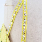 社交ダンス 衣装 スタンダード ドレス ワンピース スタンダードドレス フロート レース 黄色 デモ 競技 ダンス パーティ 発表会 つきおか 落ち感 スカート ふんわり ゆったり クラシック 上品 ダンスウェア 舞台衣装 ビジュー オシャレ かわいい