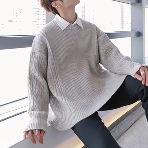 ラウンドネックケーブルニット C10203