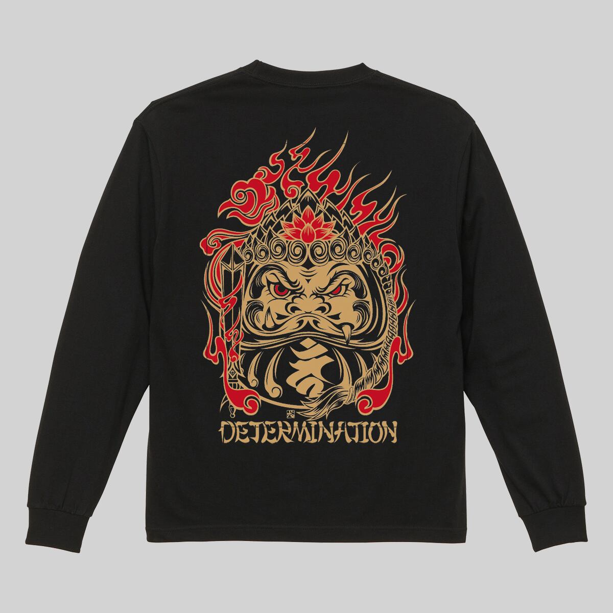 不動明王達磨 GOLD×DARKRED L/S T-Shirt | DETERMINATION