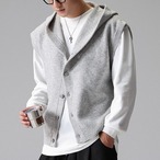 Hooded Button Front Knit Sleeveless Vest ◇2color H0918