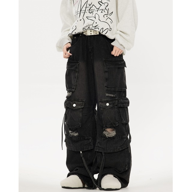 cargo pocket distressed denim　カーゴポケットダメージデニム　J0820