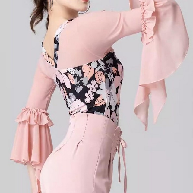 フラワーシフォンレオタードトップス【レオタードタイプ】 ds0086