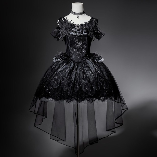 ゴシックオフショルダーレースドレスセットアップ
