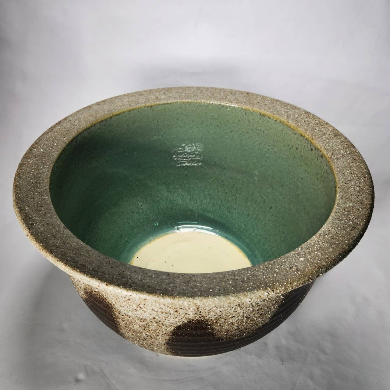 水鉢　灰釉　睡蓮鉢　メダカ鉢 灰釉千段水鉢 15号／睡蓮鉢（信楽焼き・陶器・水鉢・めだか鉢・メダカ
