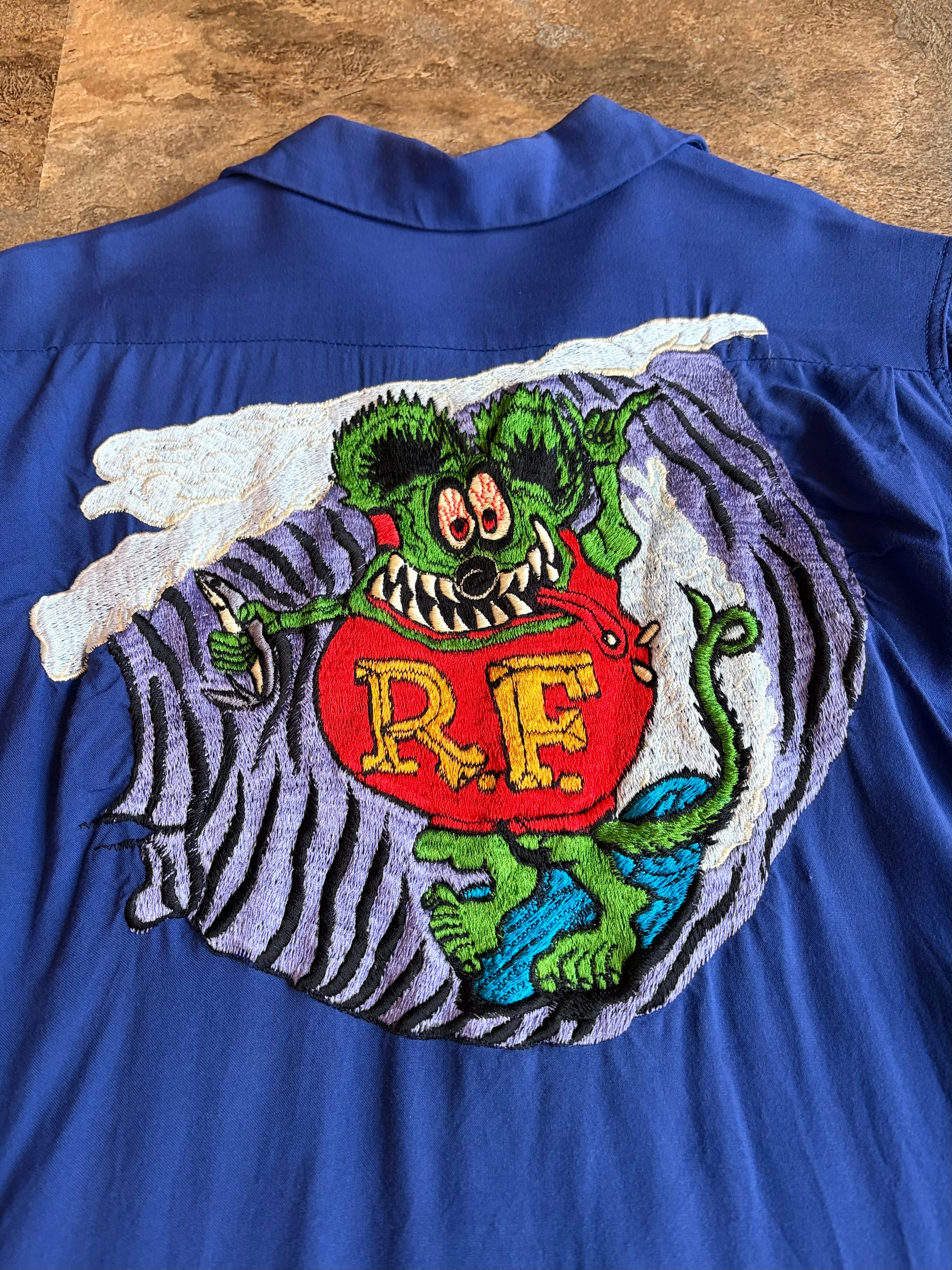 50-60s NAT NAST レーヨン ボウリングシャツ RAT FINK刺繍 | enishi