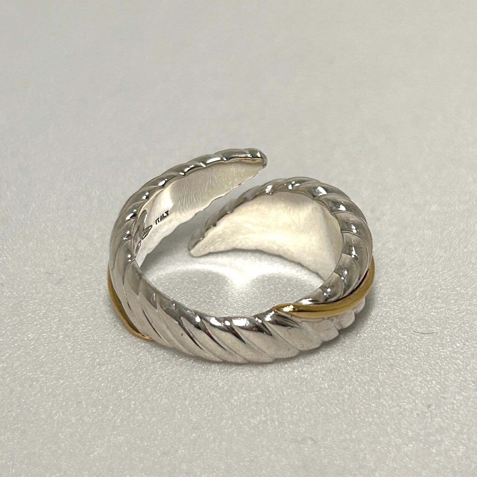 Tiffany&Co. 約10号 フェザーリーフ コンビ リング シルバー925 K18  