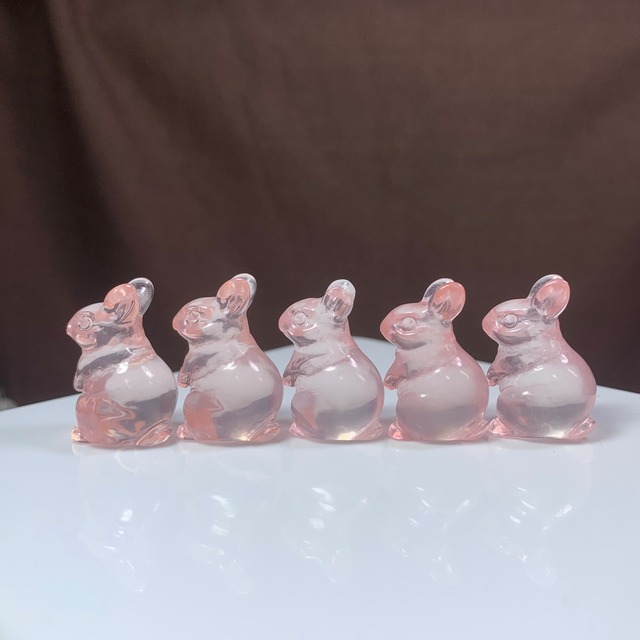 3.超透明☆モザンビーク産ローズクォーツ・うさぎさん